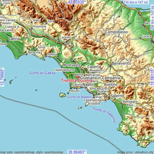 Topographic map of Trentola-Ducenta