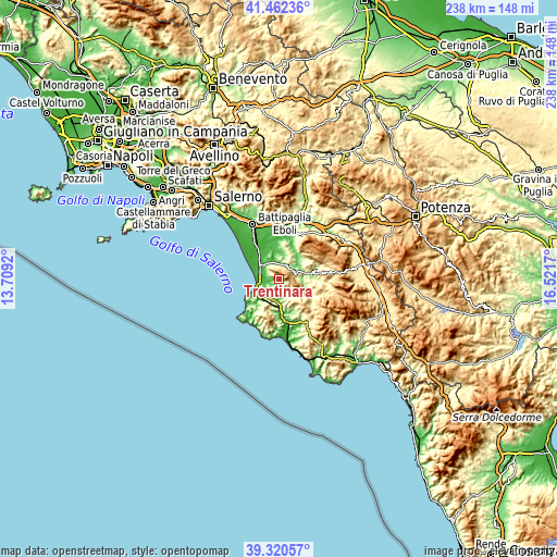 Topographic map of Trentinara