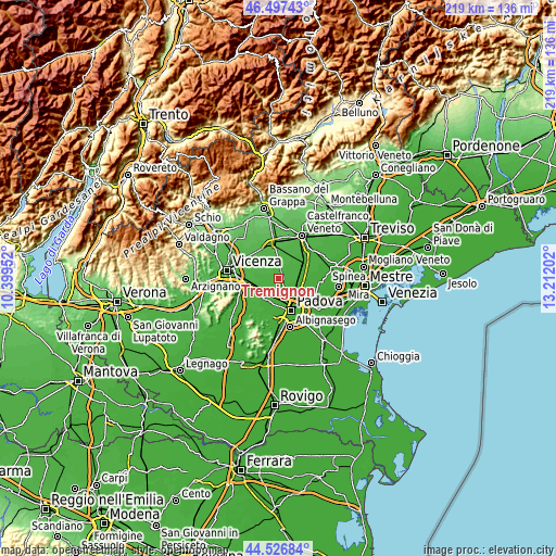 Topographic map of Tremignon