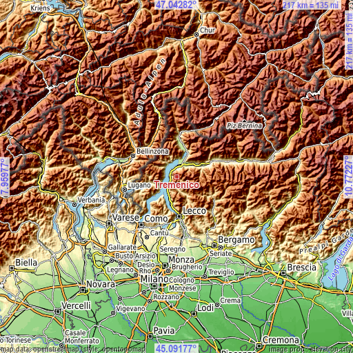 Topographic map of Tremenico