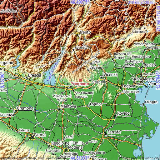 Topographic map of Tregnago