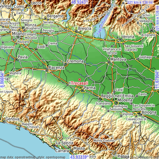 Topographic map of Trecasali