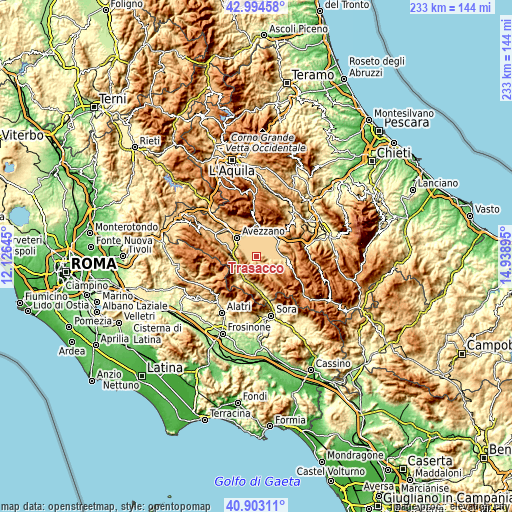 Topographic map of Trasacco