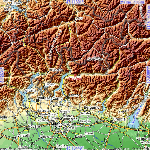 Topographic map of Traona