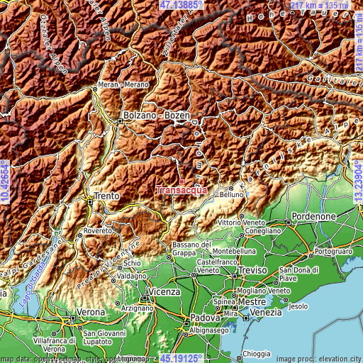 Topographic map of Transacqua