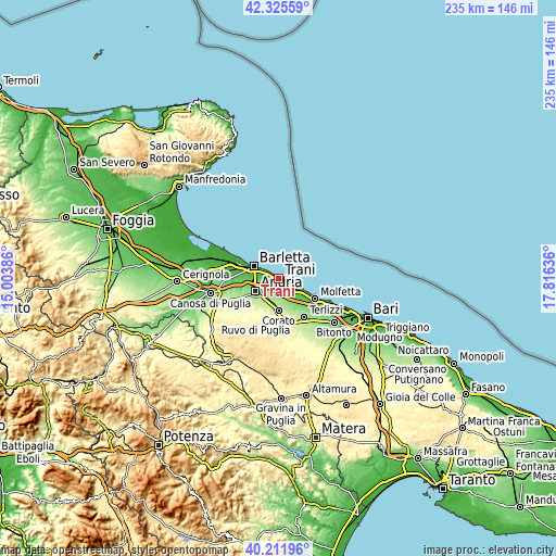 Topographic map of Trani