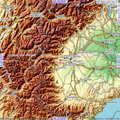 Topographic map of Trana