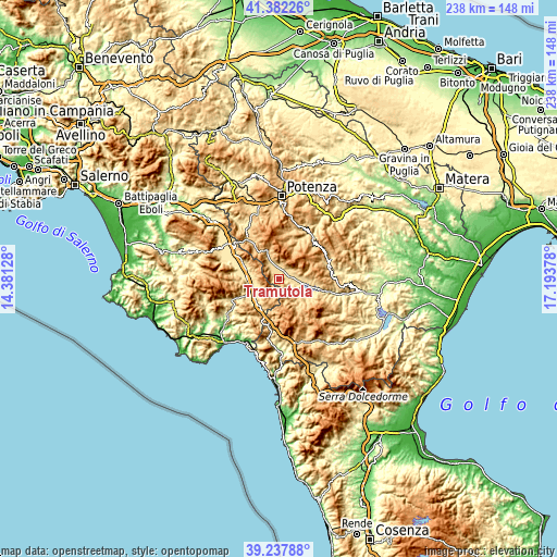 Topographic map of Tramutola