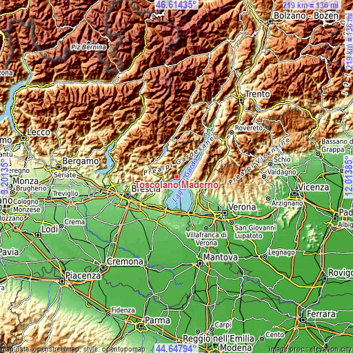 Topographic map of Toscolano Maderno