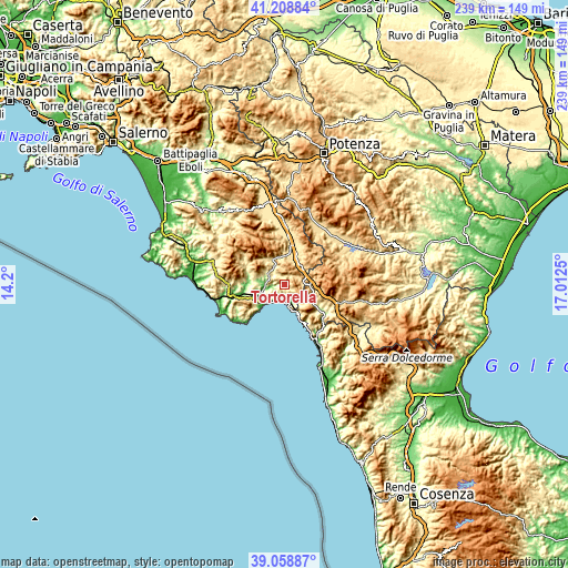 Topographic map of Tortorella