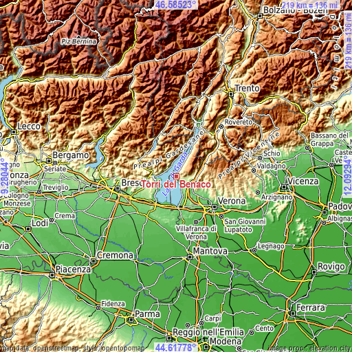 Topographic map of Torri del Benaco