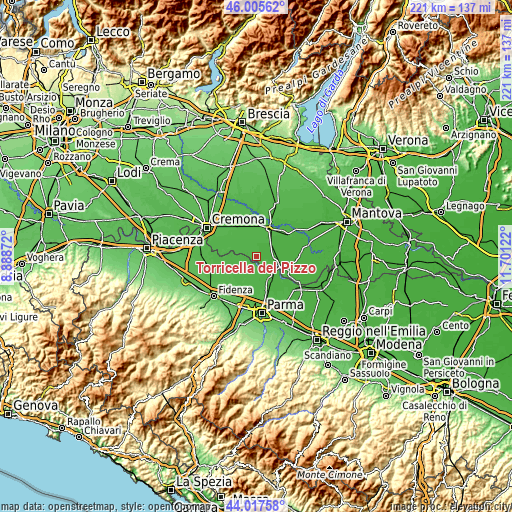 Topographic map of Torricella del Pizzo