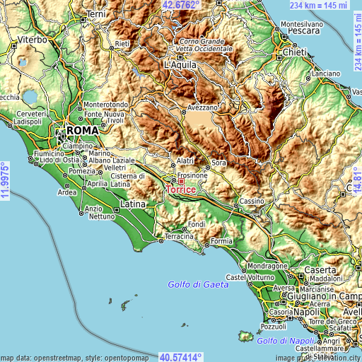Topographic map of Torrice