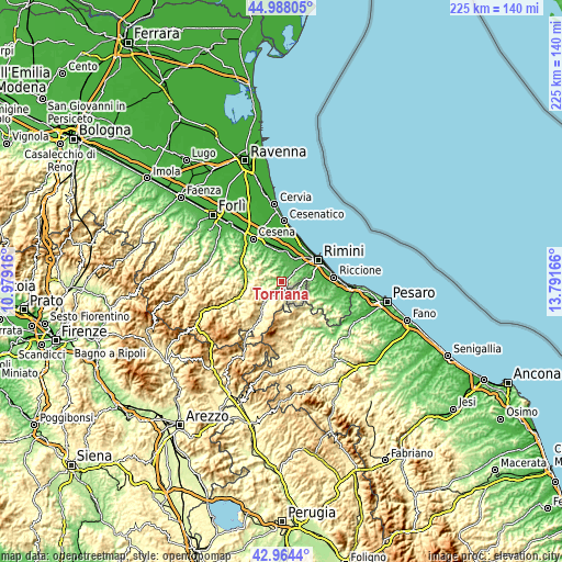 Topographic map of Torriana