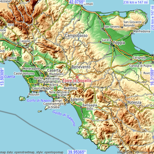 Topographic map of Torre le Nocelle