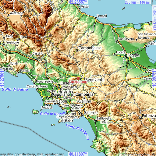 Topographic map of Torrecuso