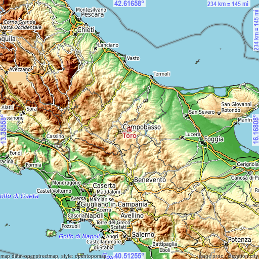 Topographic map of Toro