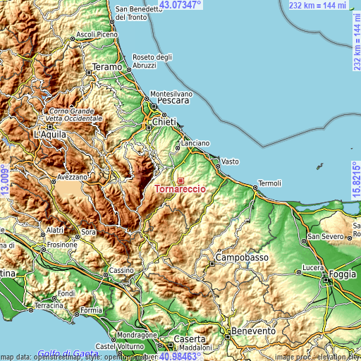 Topographic map of Tornareccio