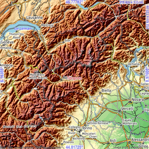 Topographic map of Torgnon