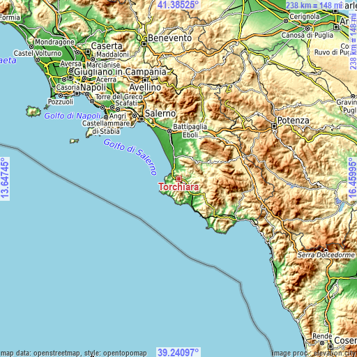 Topographic map of Torchiara