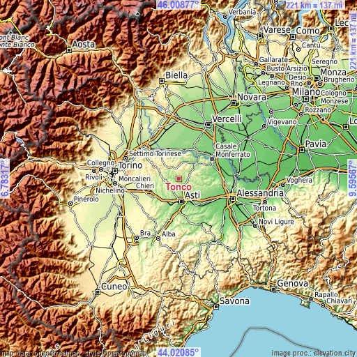 Topographic map of Tonco