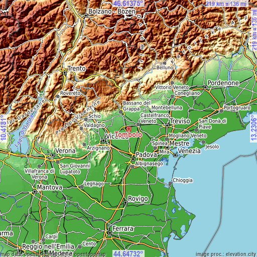 Topographic map of Tombolo