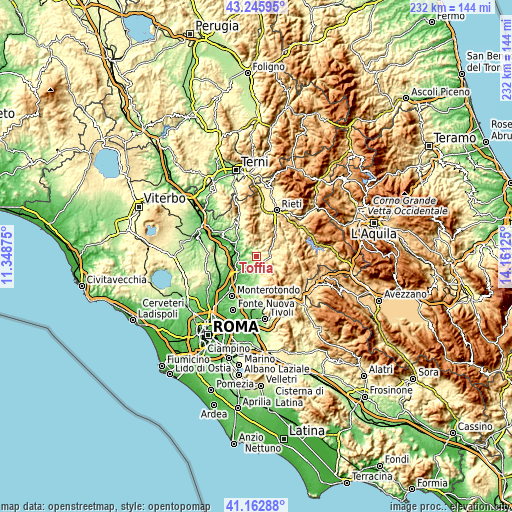 Topographic map of Toffia