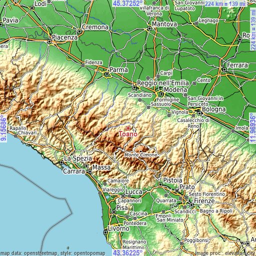 Topographic map of Toano