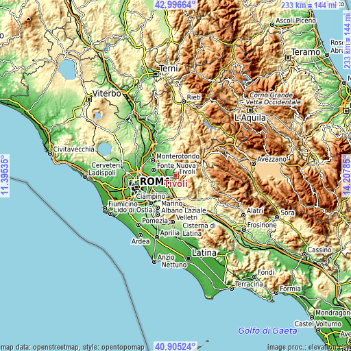 Topographic map of Tivoli