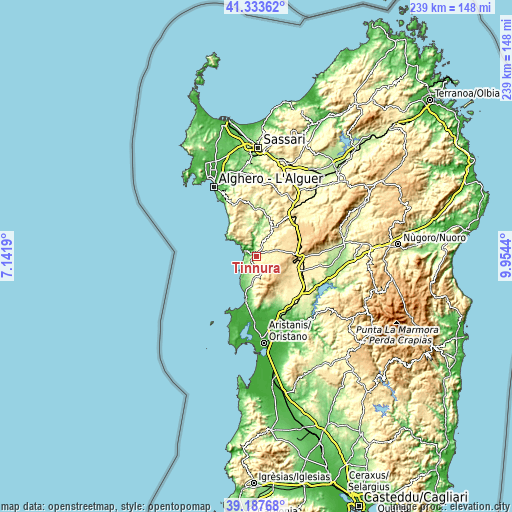 Topographic map of Tinnura