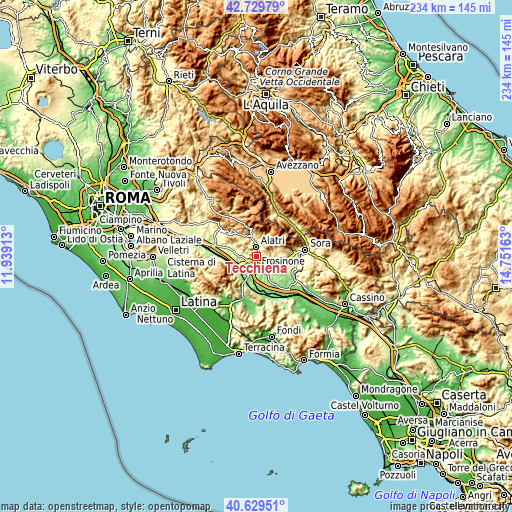 Topographic map of Tecchiena