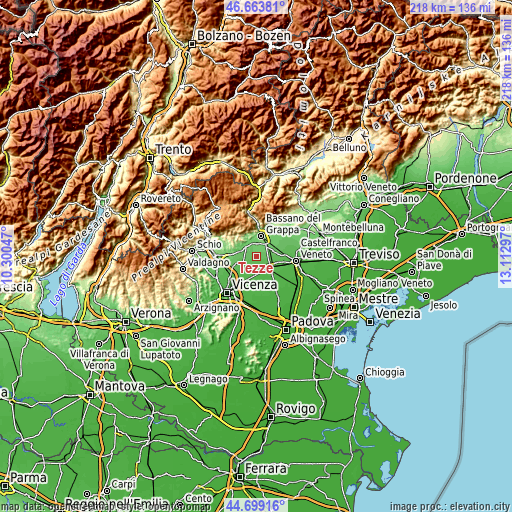 Topographic map of Tezze