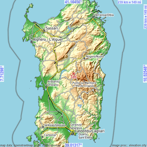 Topographic map of Teti