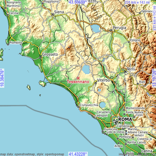 Topographic map of Tessennano