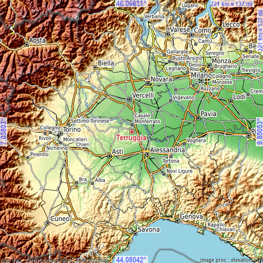 Topographic map of Terruggia