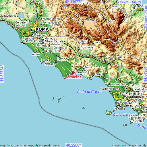 Topographic map of Terracina