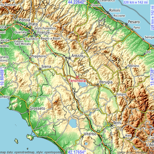 Topographic map of Terontola