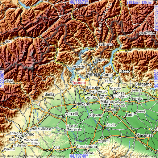 Topographic map of Ternate