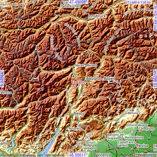 Topographic map of Terlano