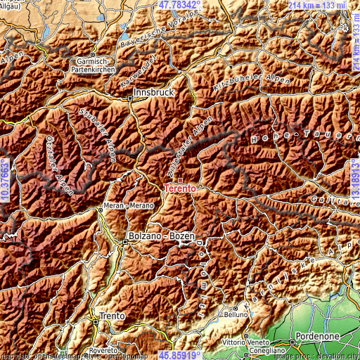 Topographic map of Terento