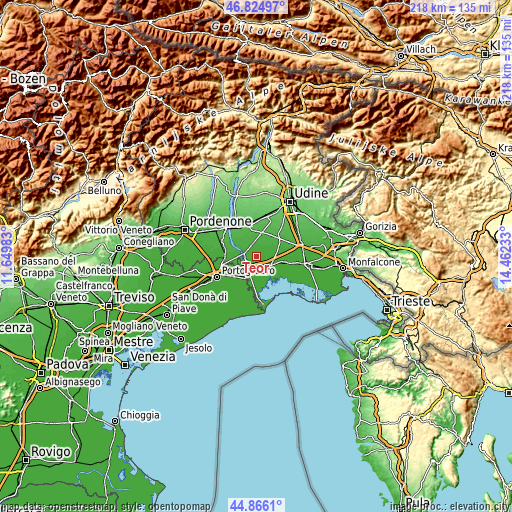 Topographic map of Teor