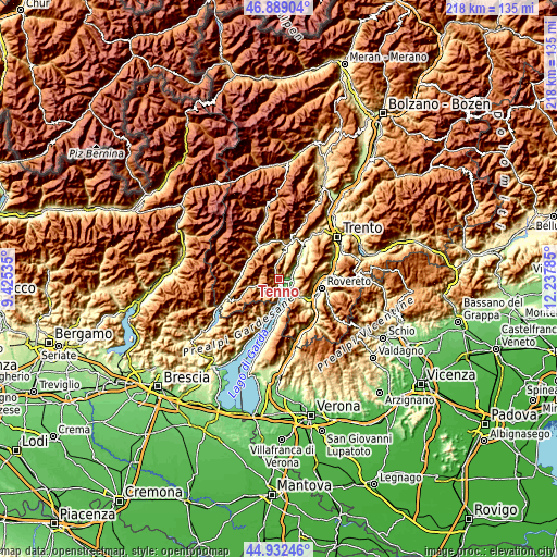 Topographic map of Tenno