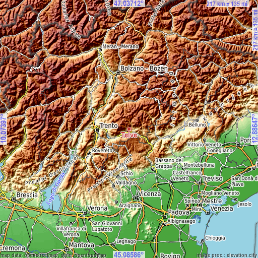 Topographic map of Telve