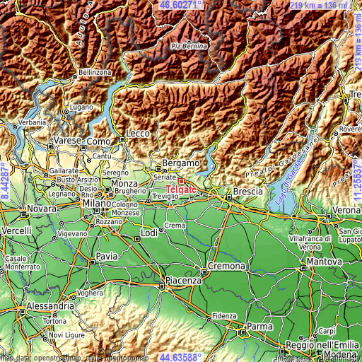 Topographic map of Telgate