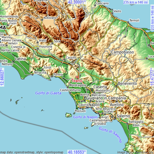 Topographic map of Teano