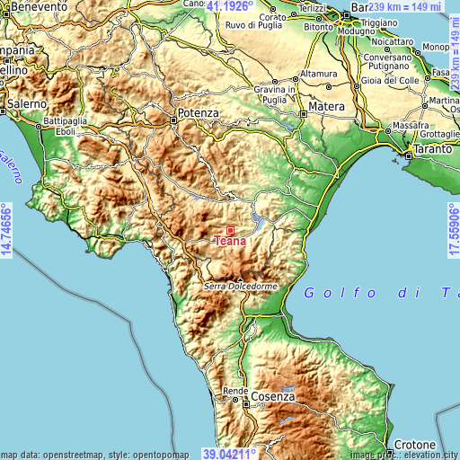 Topographic map of Teana