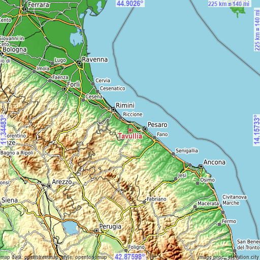 Topographic map of Tavullia