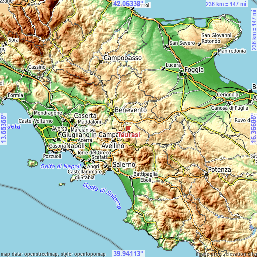 Topographic map of Taurasi