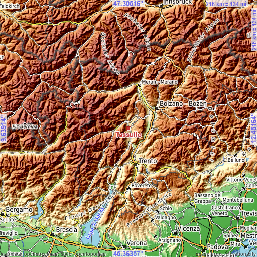 Topographic map of Tassullo