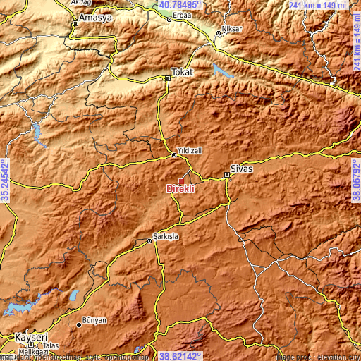 Topographic map of Direkli